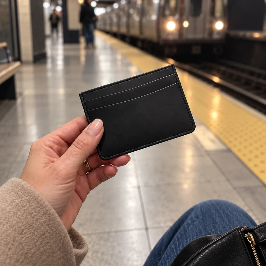 Cliente con el tarjetero negro en el metro